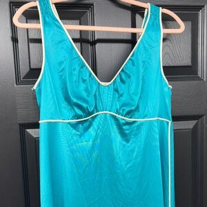 L/xl Blue Slip dress Chemise blue with whiteTrim